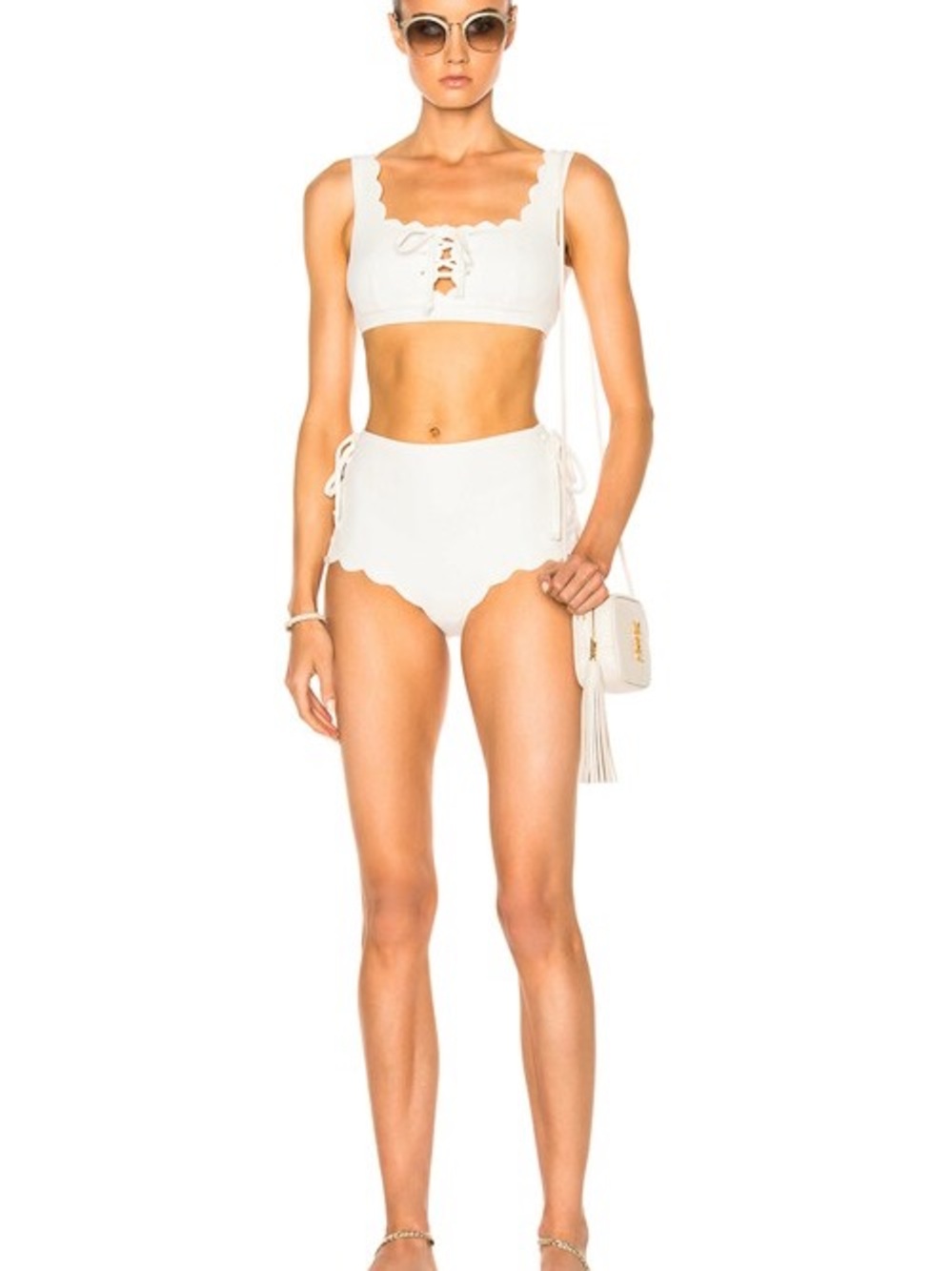 Marysia Swim Palm Springs White Scalloped Ribbed Bikini Set